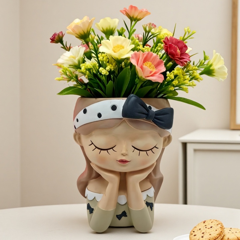 Potsticker Mold - Silicone Mold Cute Bow Girl Flowerpot